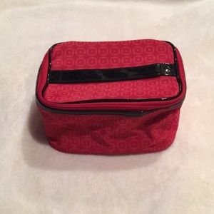Red Lancôme cosmetic case makeup bag